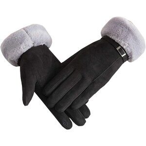 🆕Women's Black-1 Winter Warm Touch Screen Thick Mittens Lady Outdoor Gloves